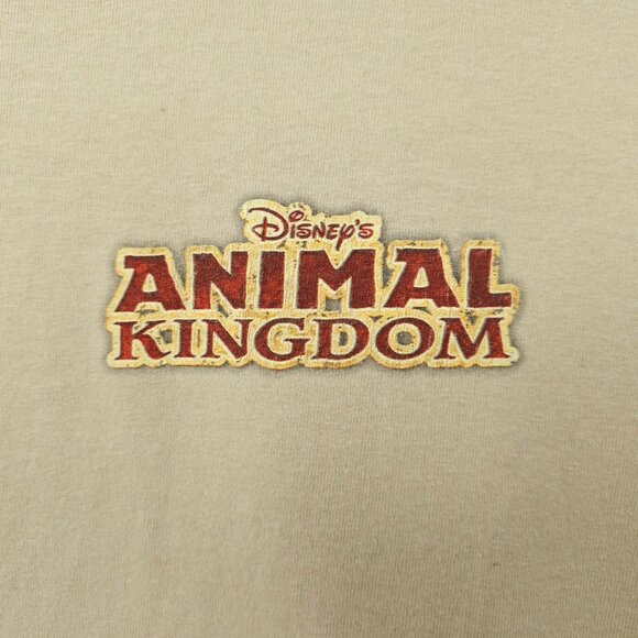 Walt Disney World Animal Kingdom Graphic T Shirt L Beige Elephant Palm Trees - Picture 2 of 16